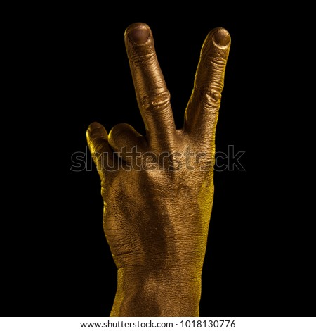 Golden hands and gestures on a black background