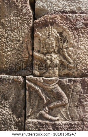 3D figures on the wall. Cambodia