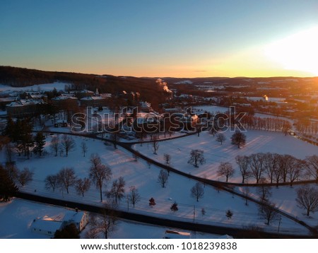 Aerial shot of Colgate University in Winter