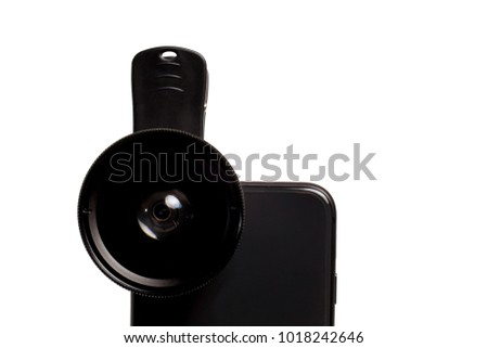 Clip lens for smartphone isolated On white background. 