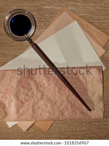 pen and ink, letter on vintage paper 