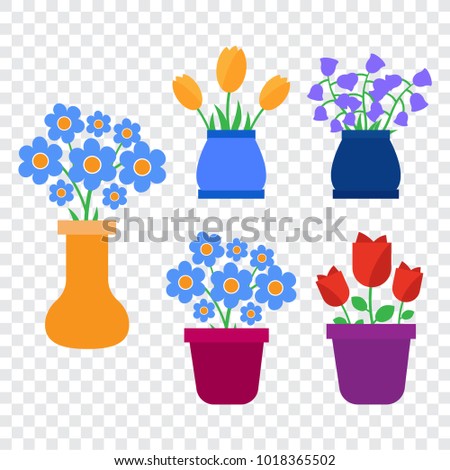 Spring flowers. Cute spring flowers icons. Simple flowers