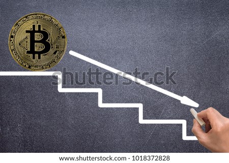 The graph shows the fall and profits decline cryptocurrency. Financial concept