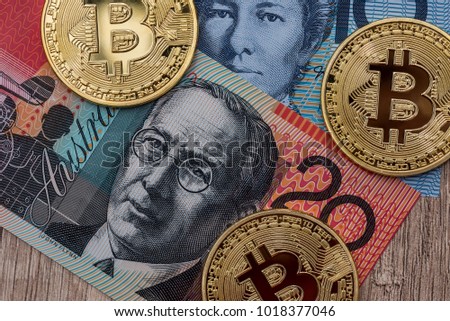 australian dollar and bitcoin finance concept .