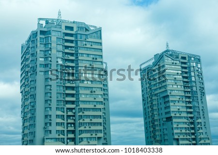 Office building on sky background