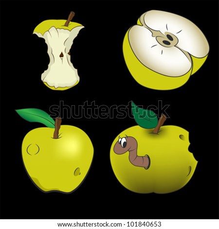 Green apples, vector