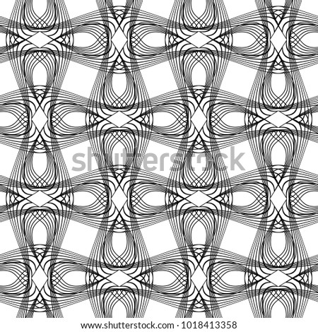 Design seamless monochrome waving pattern. Abstract decorative background. Vector art. No gradient