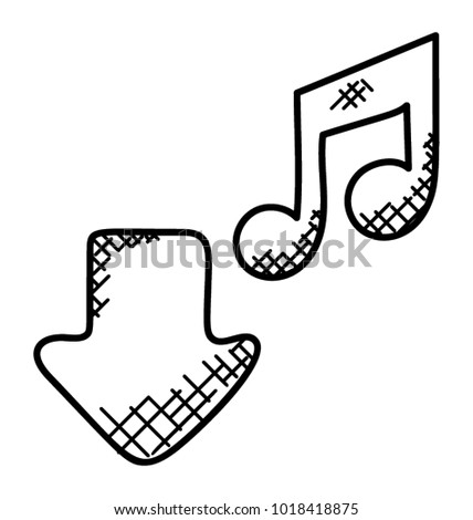 
A doodle icon of a musical note along with a down arrow sign representing the musical chords
