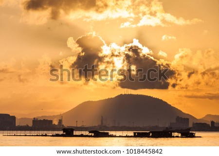 Sunrise or sunset landscape view by the hill for beautiful background