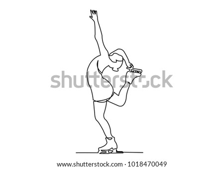 continuous line drawing of figure skating girl