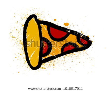 Salami pizza slice. Vector clip art illustration