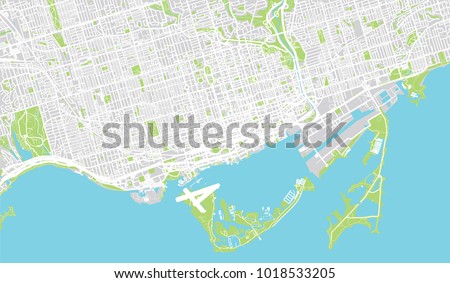 Urban vector city map of Toronto, Canada Royalty-Free Stock Photo #1018533205