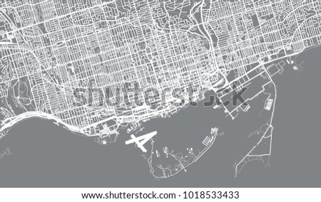 Urban vector city map of Toronto, Canada Royalty-Free Stock Photo #1018533433
