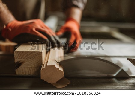 Carpenter craftsman working in a wood shop