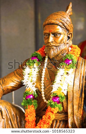Bronze statue of Shivaji Maharaj, the Maratha emperor, Kapoorhol Royalty-Free Stock Photo #1018565323