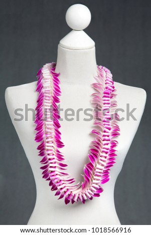 Hawaii fancy flowers lei necklace made from  Orchid Flower,  Purple Sepal in Butterfly shape.