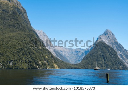 Clear sky in Milford sound, Fjordland national park, south island, New Zealand