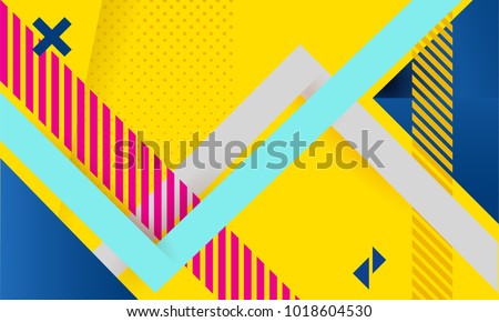 	
Vector abstract background texture design, bright poster, banner yellow background, pink and blue stripes and shapes. Royalty-Free Stock Photo #1018604530