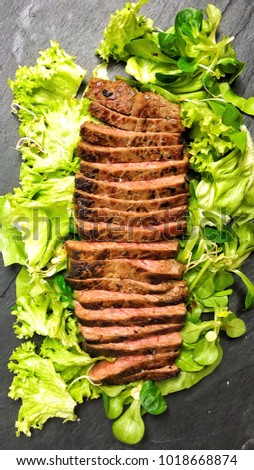 Beef on salad