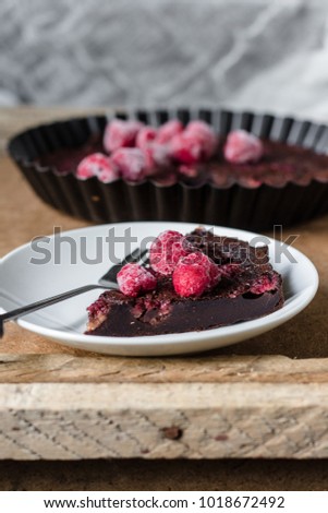 clafoutis pie - chocolate pastry with berries (Easter baking)