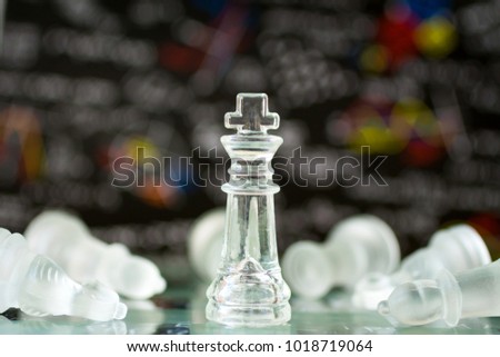 Chess on the board, stand live alone. Image use for win of fight, business concept.