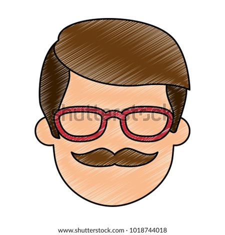 young man head with glasses avatar character