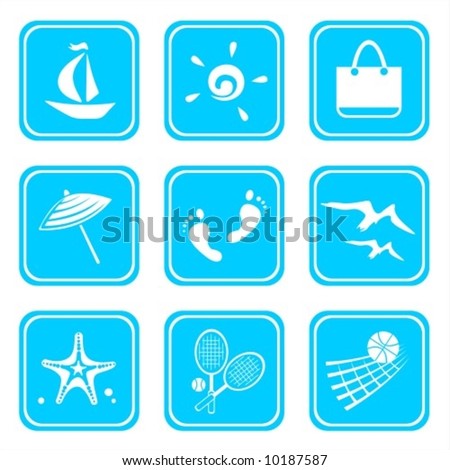 Nine symbols of rest isolated on a blue background.