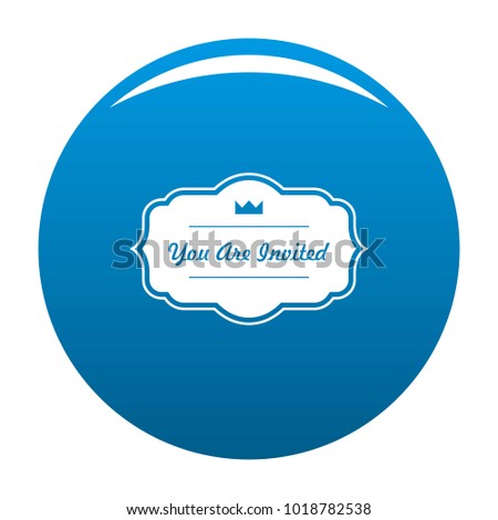 Invated label icon vector blue circle isolated on white background 