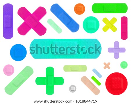 Various Colored Strips of ADHESIVE BANDAGES PLASTER - Medical Equipment - Colorful Pop Art Style 