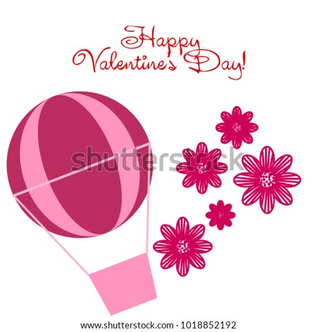 Greeting card with St. Valentine's Day. Flowers from the lines. Abstract vector background.