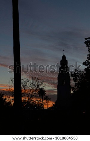 silhouette of Balboa tower in San Diego