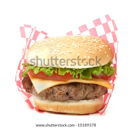 hamburger on wrapping paper