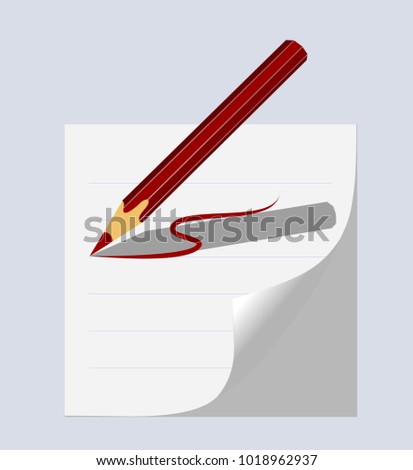 A piece of paper and a pencil. Paper for taking notes in a line, sticker, background, office work.