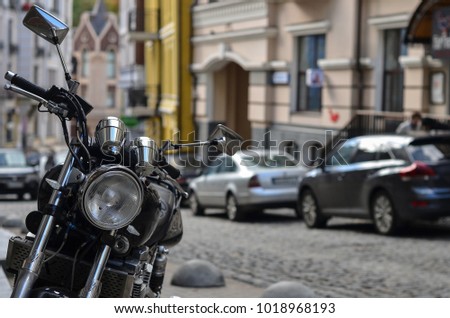 motorcycle on background street