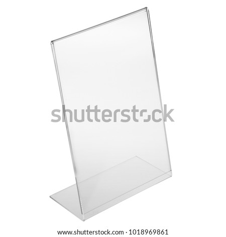 leaflets free standing table display vertical oblique isolated on white