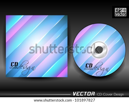 Vector CD cover in sky blue and purple color and space for your text. EPS 10. Vector illustration.