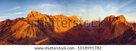 Amazing Sunrise at Sinai Mountain, Beautiful dawn in Egypt, Beautiful view from the mountain Royalty-Free Stock Photo #1018991782