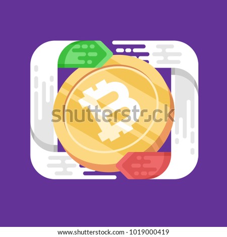 Bitcoin. Physical bit coin. Digital currency. Cryptocurrency. Golden coin with bitcoin symbol. Bitcoin with flat design style. stock vector illustration.