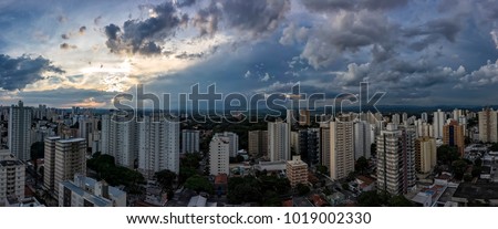 Sao Jose dos Campos city at sunset with cloudy sky panorama view - Sao Paulo, Brazil