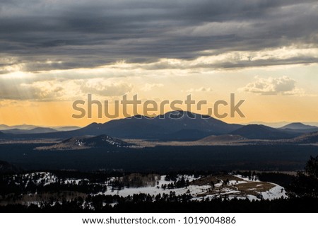 Sunset with Mountain and Trees in Winter