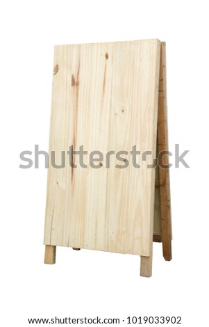 Mock up wooden sign board on white background, Natural style shop decoration.
