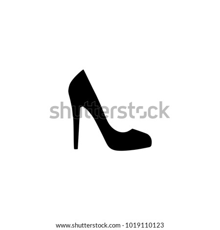 Female shoe with high heel. Elegant black slipper with spike heel on while background. Vector illustration. Good for wrapping, print, wallpaper. Royalty-Free Stock Photo #1019110123