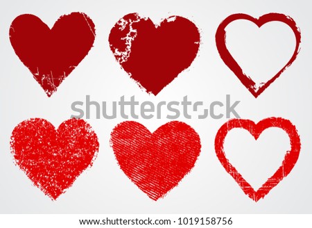 Grunge Heart Icons.Vector Heart Shape.Love Symbol.