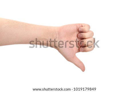 Dislike gesture, isolated on white background