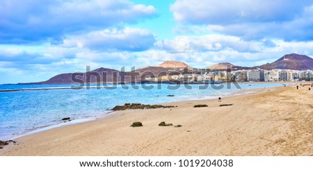 Beach of "Las Canteras" in Las Palmas on Grand Canary Island - Second largest City Beach in the world Royalty-Free Stock Photo #1019204038