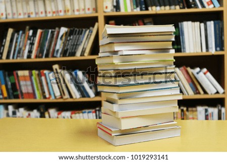 Stack of books on the table 