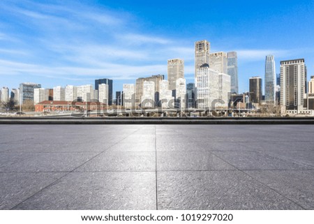 empty floor with panoramic cityscape in beijing china