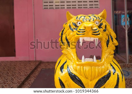 Tigers are made from fiberglass to allow tourists to photograph.Thailand
