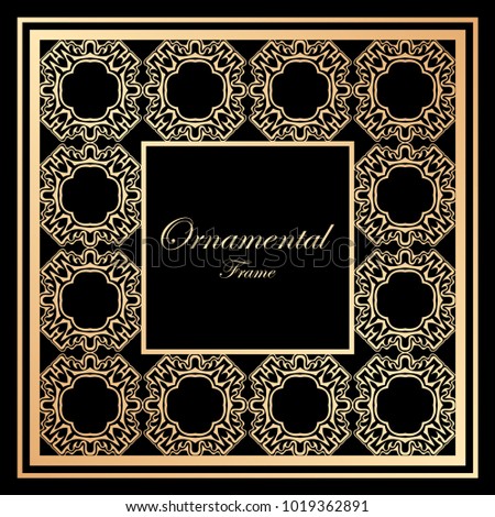 Vintage ornamental frame. Template with ornate pattern for design of greeting card, wedding invitation, birthday