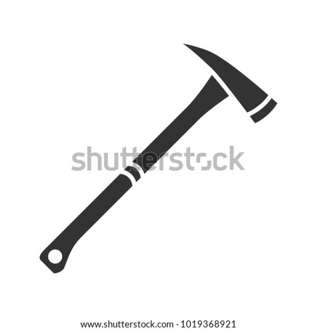 Fire axe glyph icon. Hiking and camping hatchet. Silhouette symbol. Negative space. Raster isolated illustration